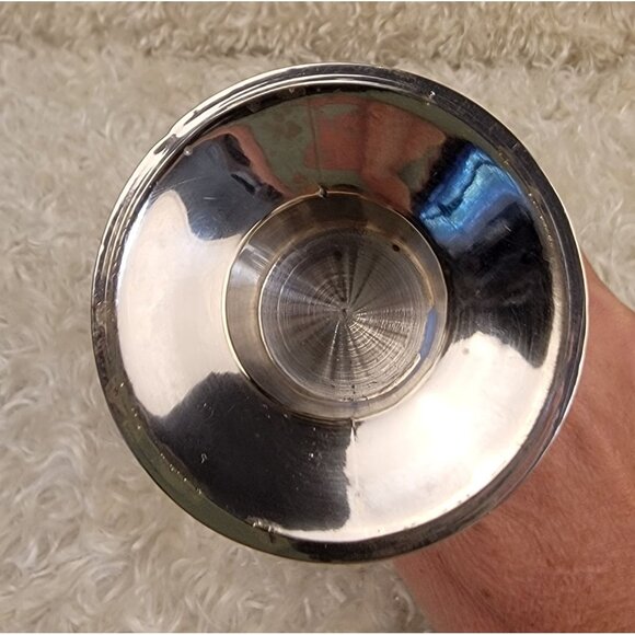 Vintage 1980's Solid Brass Silver-Toned Candlestick - Picture 14 of 14